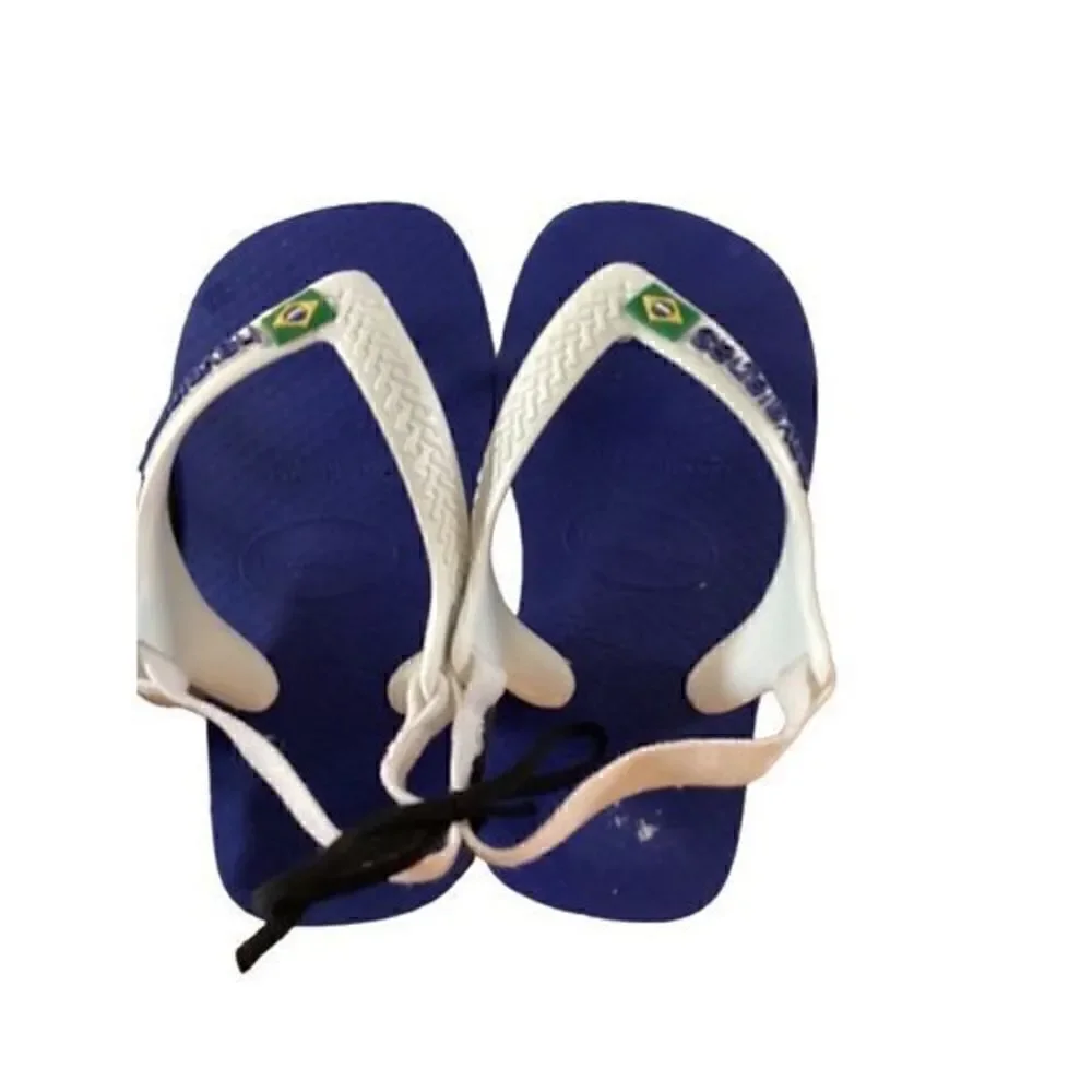 Havanianas Toddler (3 Pairs) Brazil Logo II Slip On Sandals Sz 22 Blue White